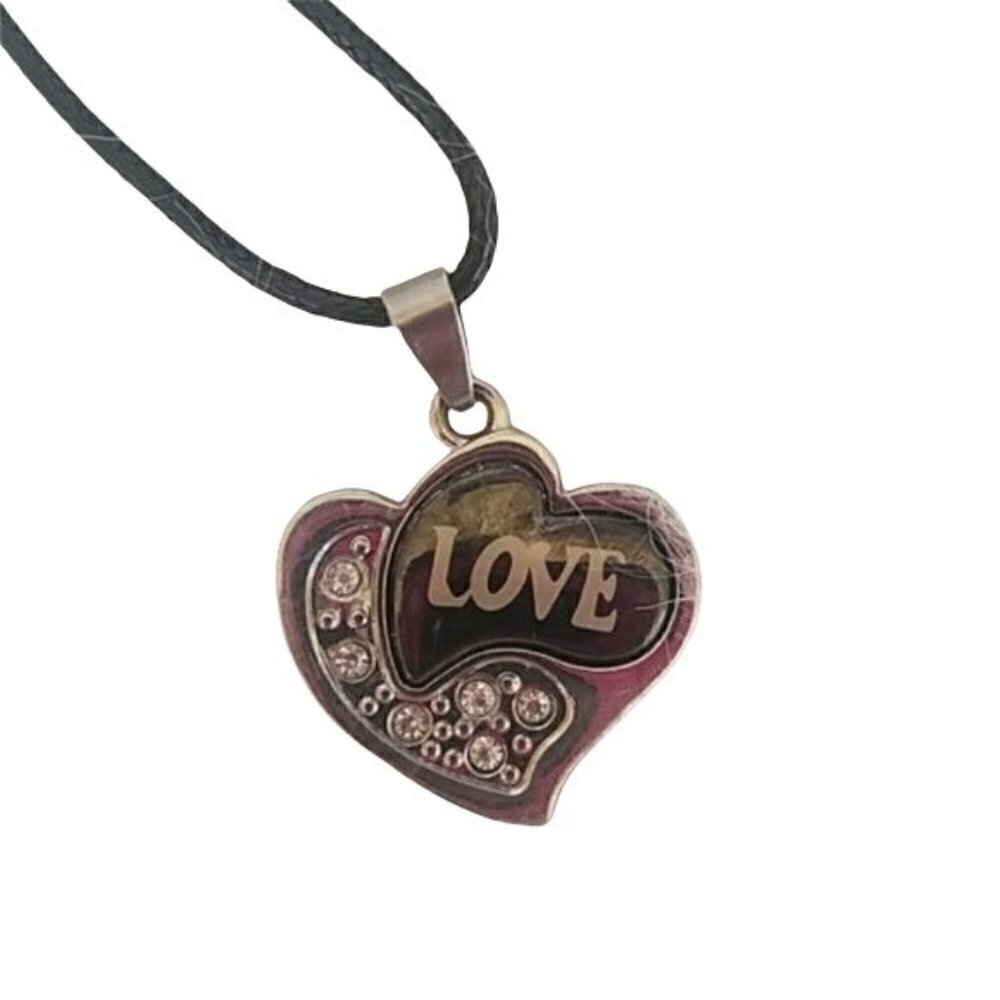 𝅺black and Silver Love Pendant Jewelry Necklace